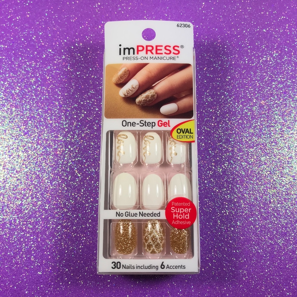 Kiss Nails Impress Press On Manicure Oval White